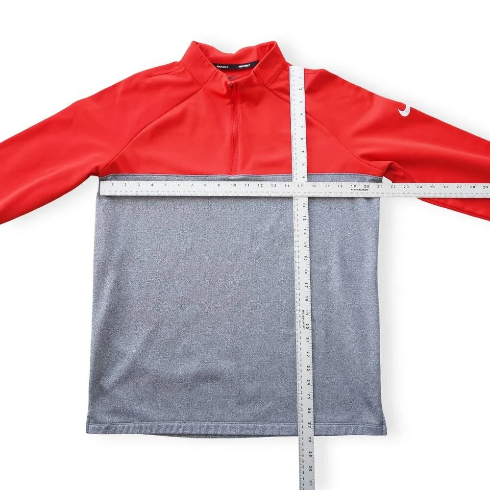 Nike Golf Thermafit 1/2 Zip Fleece Pullover Men's L Red /‎ Grey